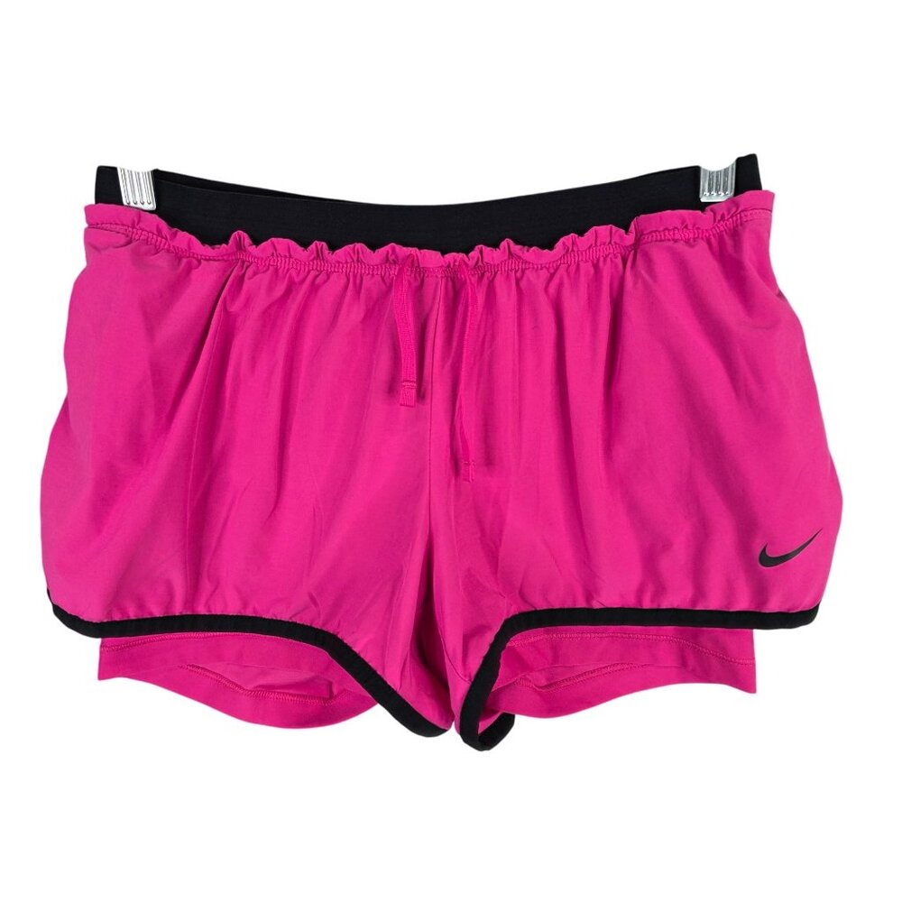 Womens Nike Pink & Black Trim Running Shorts Polyester Blend Stretch Size M